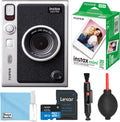 Fujifilm Instax Mini EVO Hybrid Instant Camera (Black) with 32GB Micro SD Memory Card + 20 Instant Film Sheets+ Cleaning Accessories Bundle