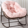 HRVEOCEI Papasan Rocking Chair with Cushion and Frame, Oversized Rocking Chair Indoor/Outdoor, Circle Chairs for Patio Garden Front Porch, Corduroy/Velvet (Pink)