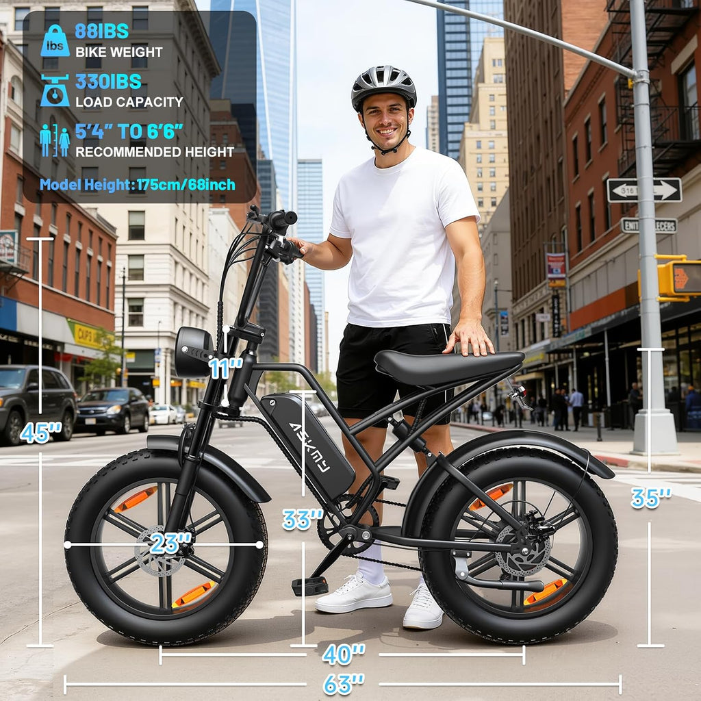 Fat Tire Electric Mountain Bike, All Terrains Electric Bicycles, 1500W Peak Motor Dirt E-Bike with 28MPH and 60 Miles PAS Range (E500-48V 15Ah)