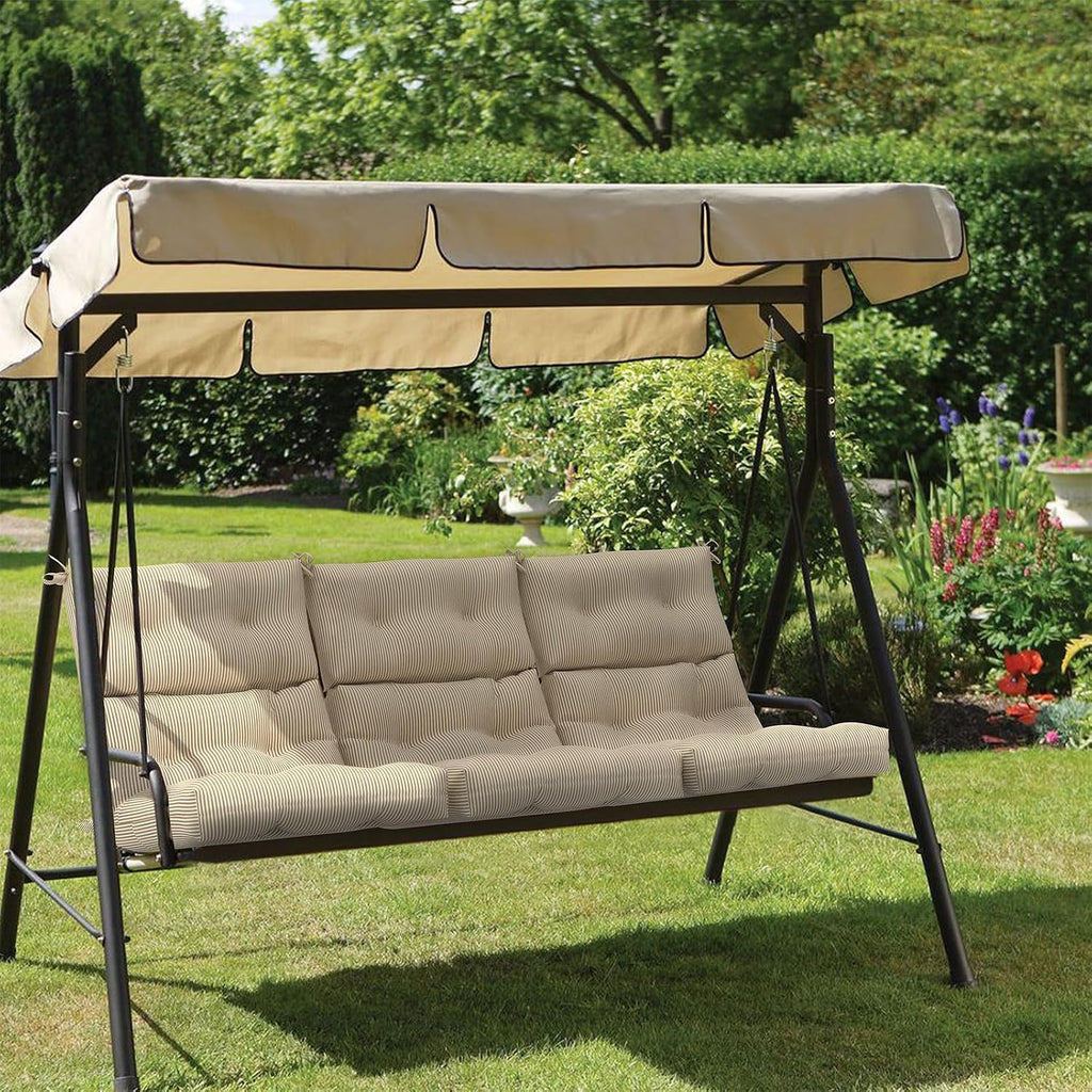 Outdoor High Back Patio Chair Cushions, Tufted Rocking Chair Cushions, Adirondack Cushions for Garden Porch Home Office Chairs Use, 44' x 22' x 4', 2 Pack, Stripe Beige