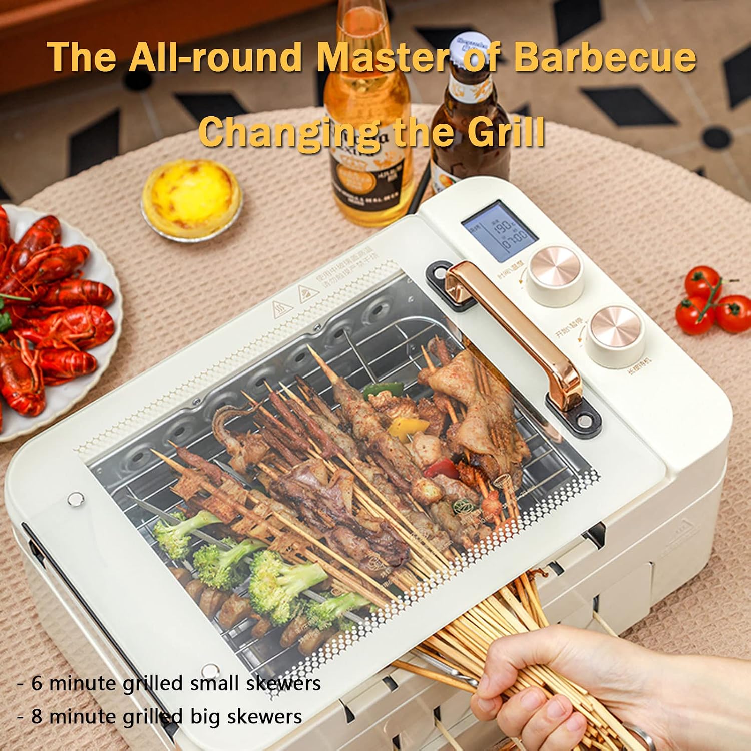 Multipurpose Hot Plate Grill Double Layer, Smokeless Electric Grill, 1000W Health BBQ Grill with Adjustable Temperature, Drip Tray, Easy Clean Table Barbecue Grill for Outdoor Indoor Barbecue,Black