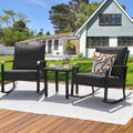 NATURAL EXPRESSIONS 3 Piece Patio Bistro Rocking Set, Outdoor Rocking Chairs with 350 lb Capacity, Thick 5.5' Olefin Cushions and Metal Coffee Table for Balcony, Porch, Backyard