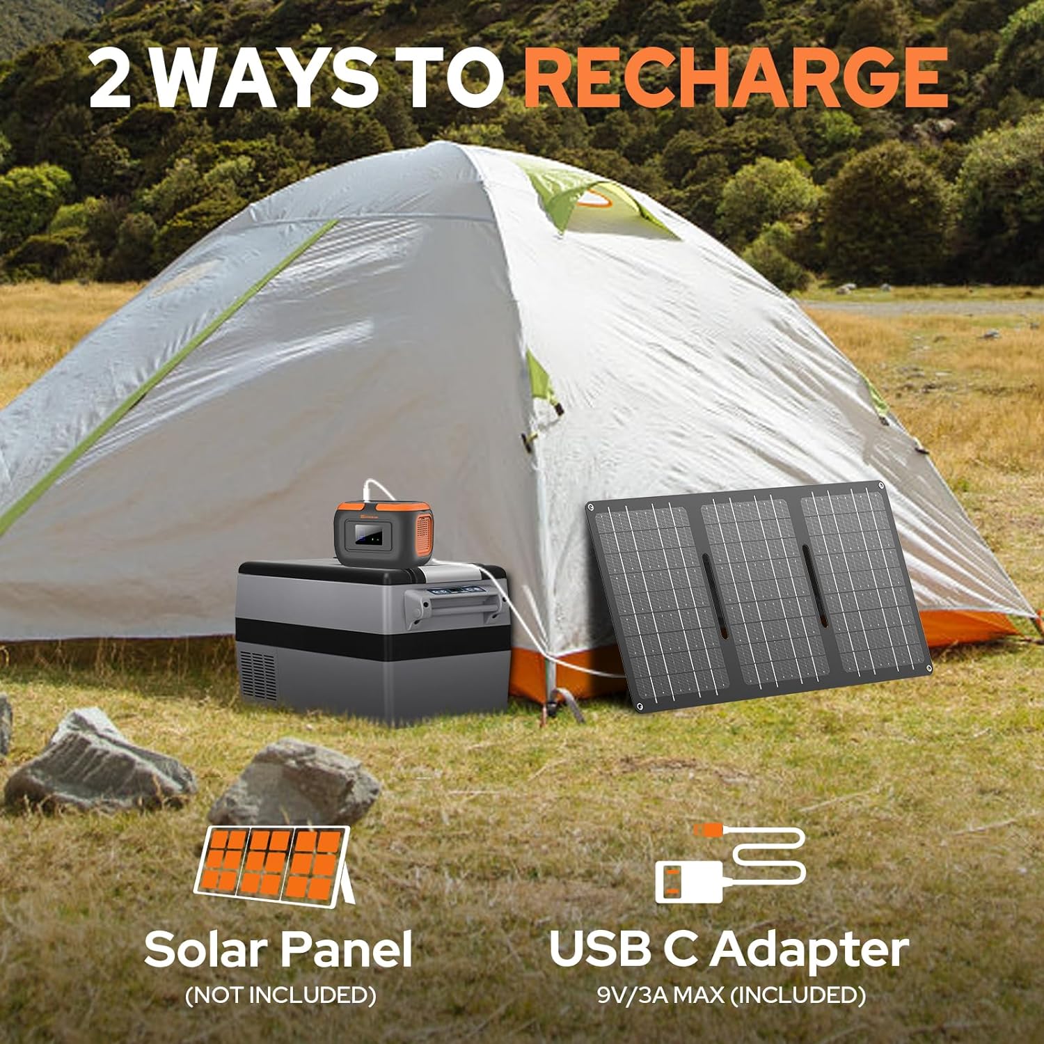 Portable Solar Power Station 100W with Foldable 40W Solar Panel,120W 110V Portable Power Pack with AC Outlet for Laptop Smart Device Outdoor Camping RV Hiking Outdoor Backup with Solar Charger