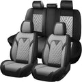 Car Seat Covers for GMC Yukon XL 2000-2026, Waterproof Nappa Leather Full Set Seat Cover, Anti-Slip and Comfortable Automotive Seat Protector&Accessories(Black Gray)
