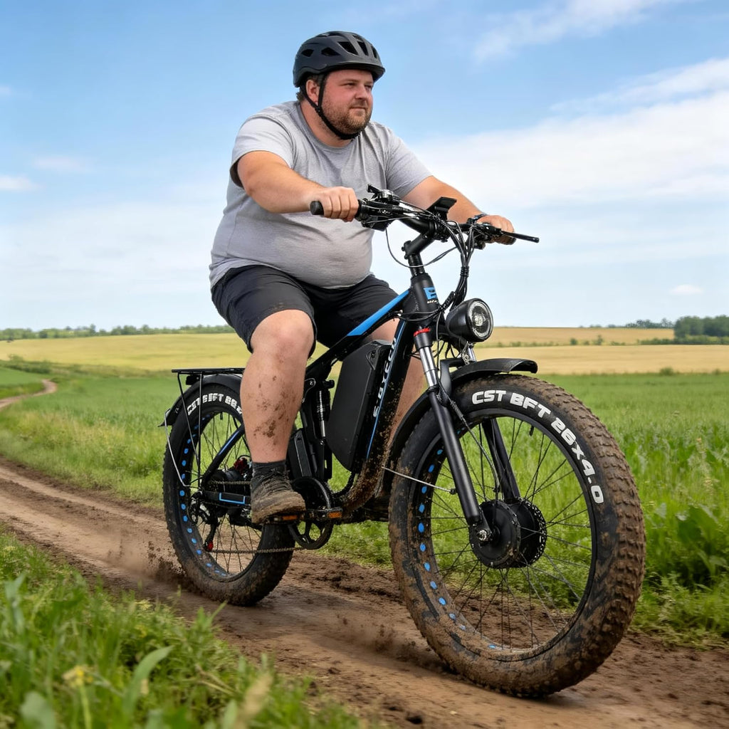 6000W Peak Electric Bike for Adults, 52V 32AH Dual Motor E-Bike, Up to 90Mile & 45 M P H All-Terrain Fat Tires Full Suspension 24/26 Inch Electric Bicycles Hydraulic Disc Brake for Road UL2849 by SGS