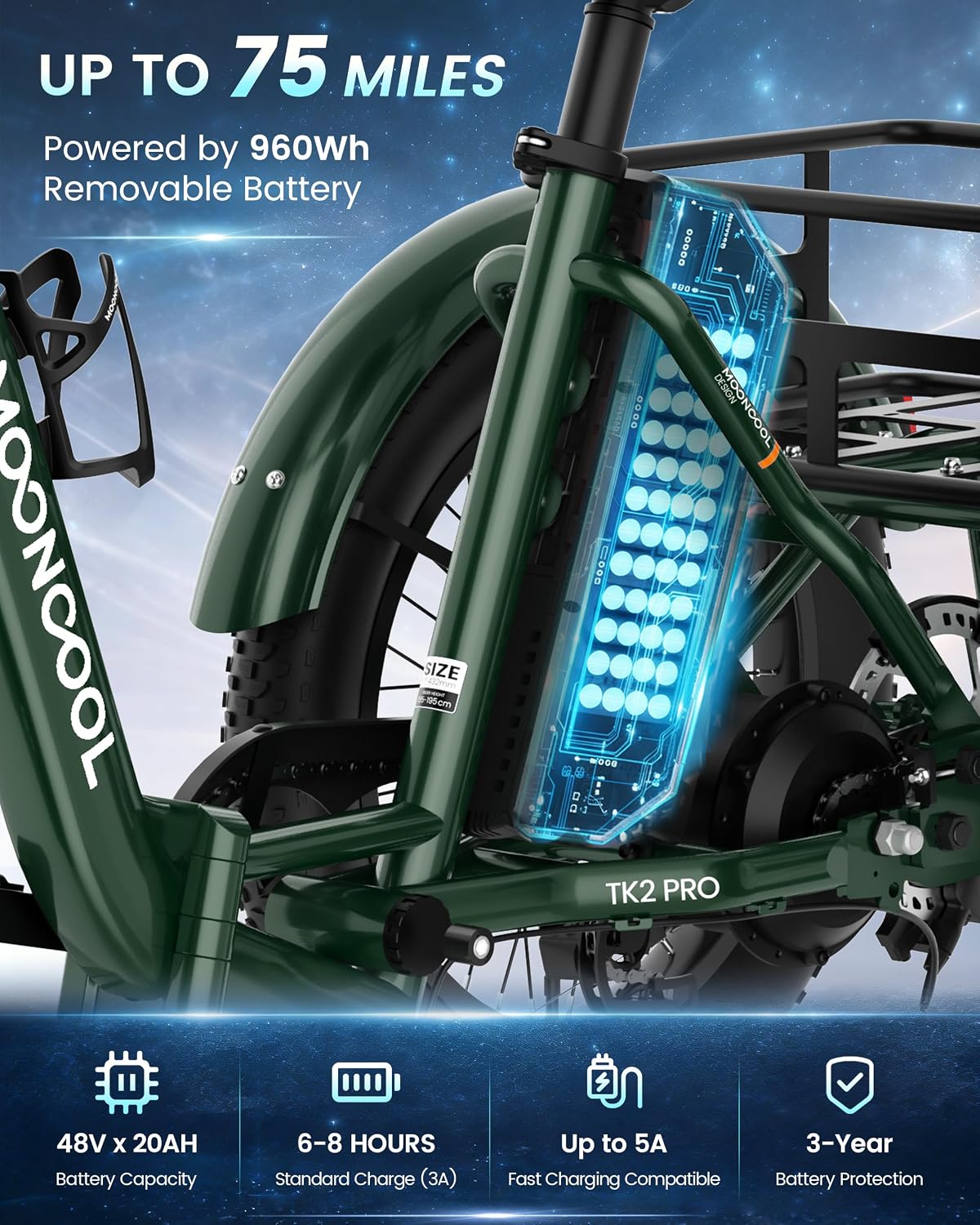 MOONCOOL Electric Trike for Adults, 500W/750W 48V Electric Tricycle for Adults, 20'x3.0' Fat Tire 3 Wheel Electric Bike, Folding Aluminum Adult Tricycle with Removable Battery