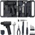 HOTO 25PCS Household Tool Kit with 16V Brushless Drill, 3/8' Keyless Chuck, Smart Display, 50 N·m Torque, 32 Torque Settings, LED Light, Includes Hammer, Wrench, Pliers, 8 x Drill Bits, 10 x Bits