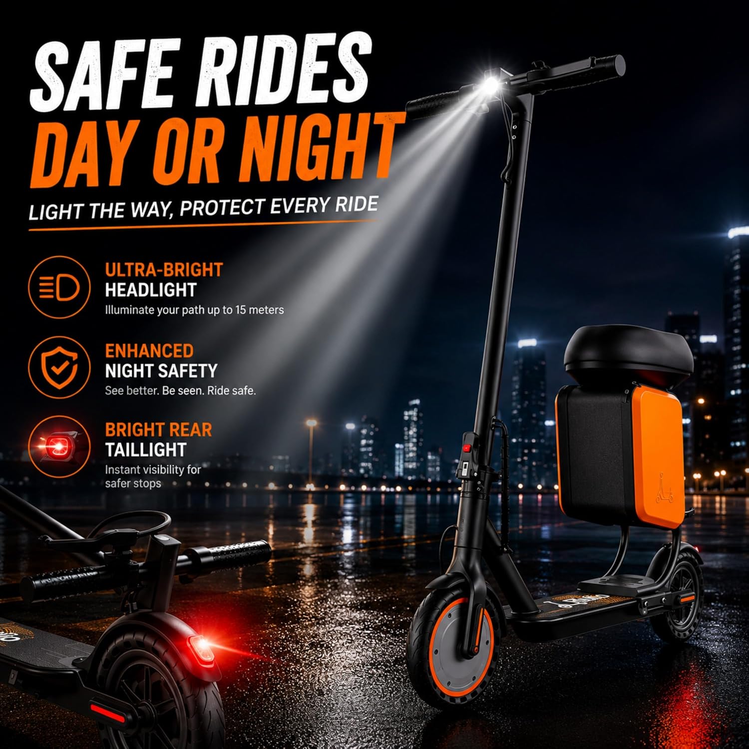 Electric Scooter, 350W-500W Motor, 9 MPH to 22MPH, 10-41 Miles Range, Dual Suspension, Dual Braking, App Control, Foldable Commuter E Scooter for Adults and Teens