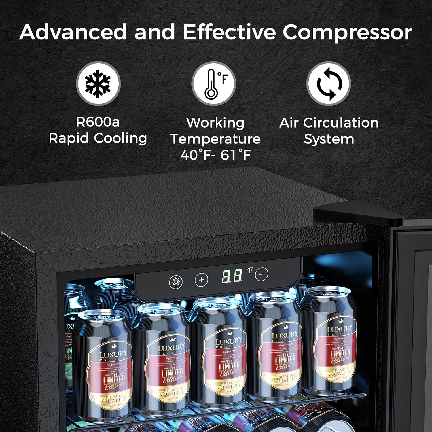 Electactic Wine Fridge Freestanding Counter-top 12 Bottles, 50 Cans Wine Cellar Drink Cooler for Soda, Canned Beer, Adjustable Digital Temperature Control for Home Dorm Office, Black