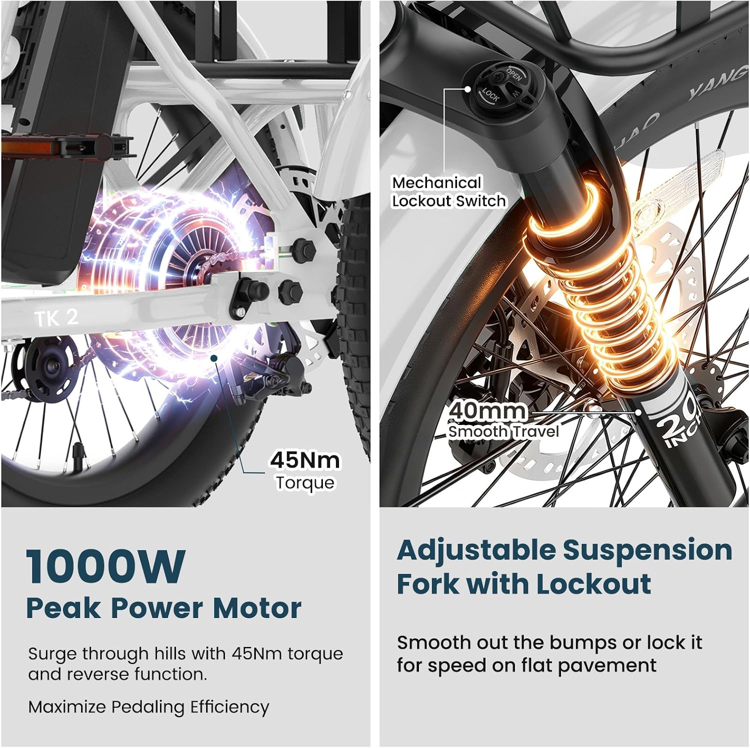 MOONCOOL Foldable Electric Tricycle for Adults, 20' Aluminum Etrike Fat Tire, Rated 500W 48V 15Ah Rear Differential, Front Suspension, 15.5MPH, 450LBS Payload, 95% Pre-Assembled