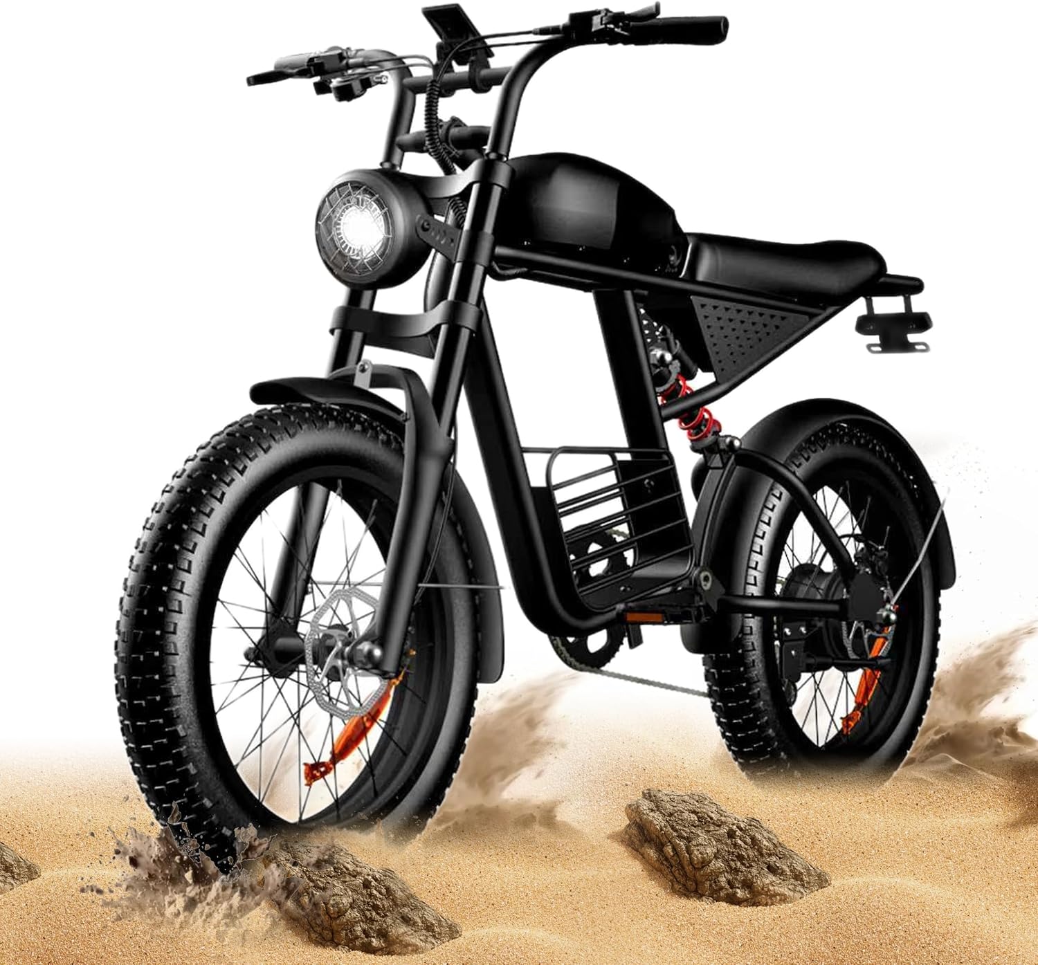 Electric Bike for Adults 48V 20AH Power 1500W Peak 35MPH Max 60 Miles Electric Motorcycle 20' Fat Tire Dirt Bike Shamano 7-Speed E-Bike for All Terrain Dirt Bike