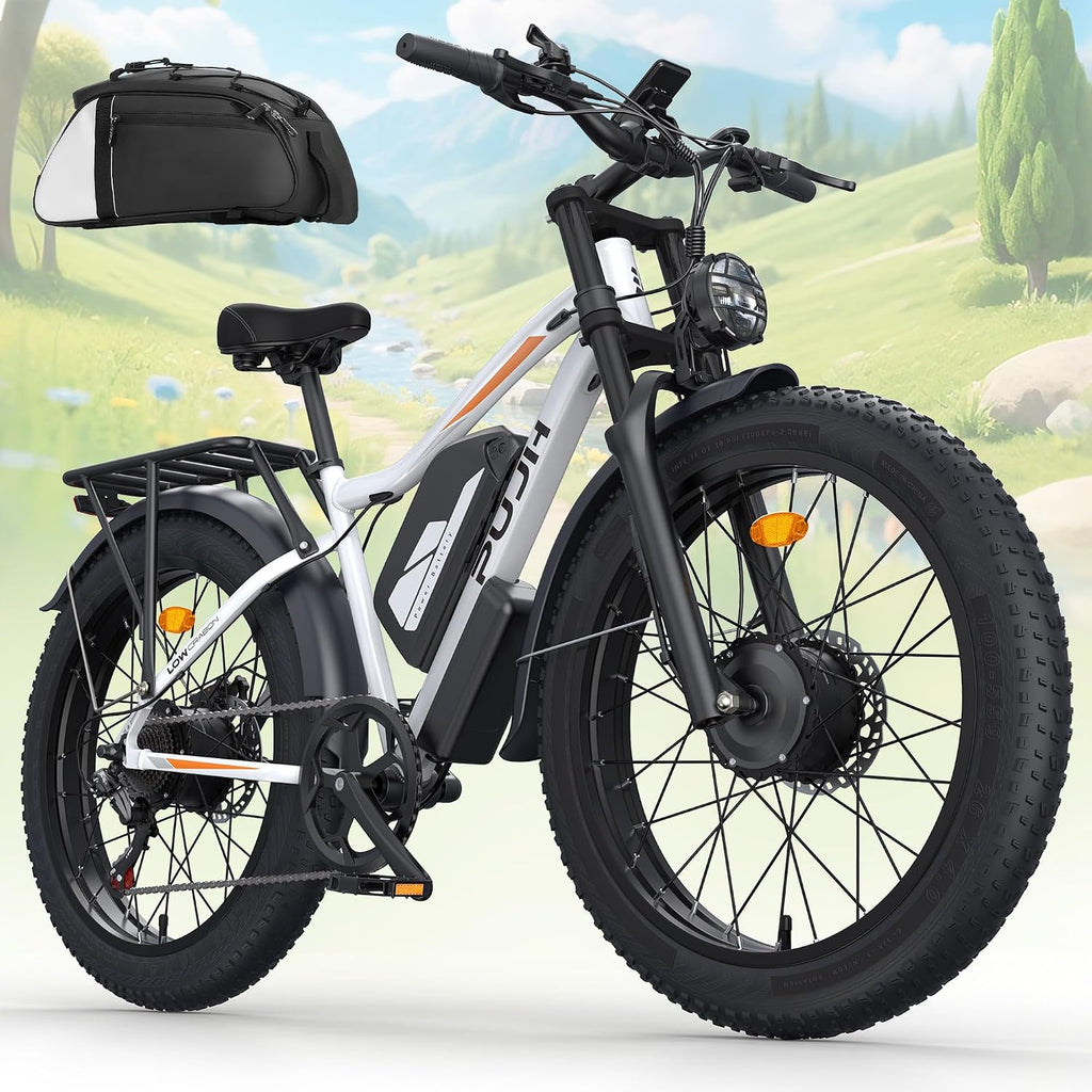 6000W Max 50 MPH up to100 Mile Dual Motor E-Bike for Adults, 60V 1200Wh Long-Lasting Battery with 26' Fat Tire All Terrain Adults with Adventure and Commuting Electric Bike