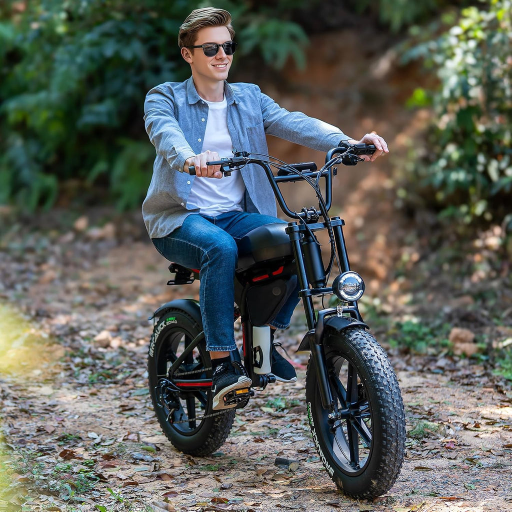 Totem Qnut Electric Bike for Adults 28Mph 1500W, Moped Style Ebike with Fat Tire 48v 18Ah Battery 60 Miles 7 Speed Commuting E-Bike for Men Women Electric Bicycles