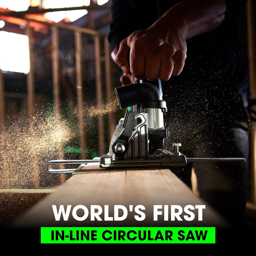 FLEX 24V Brushless Cordless 6-1/2-Inch In-Line Circular Saw Kit with 5.0Ah Lithium Battery and 160W Fast Charger - FX2131A-1C