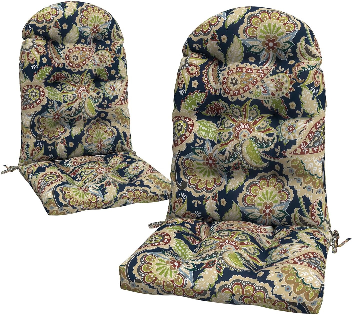 LVTXIII 2 Pack Outdoor Adirondack Chair Cushions, 44x19x4 Inch Water Repellent Patio Cushions for Rocking Chairs, Thick Tufted High Back Seat Cushion Set, Paisley Bloom