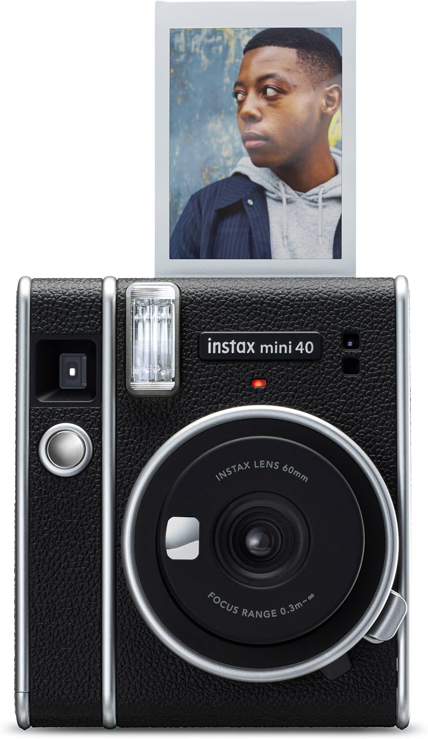 Fujifilm Instax Mini 40 Instant Camera Vintage Black Look, Camera for Kids, Wedding, Birthday Or Any Occasion