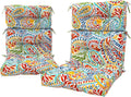 LVTXIII 2 Pack Outdoor High Back Cushions, 22' W x 20' D Tufted Seat and Back Chair Cushion with Ties, Fluffy Patio Replacement Rocking Chair Cushion for Outdoor Furniture Use, A Paisley Ummi Multi