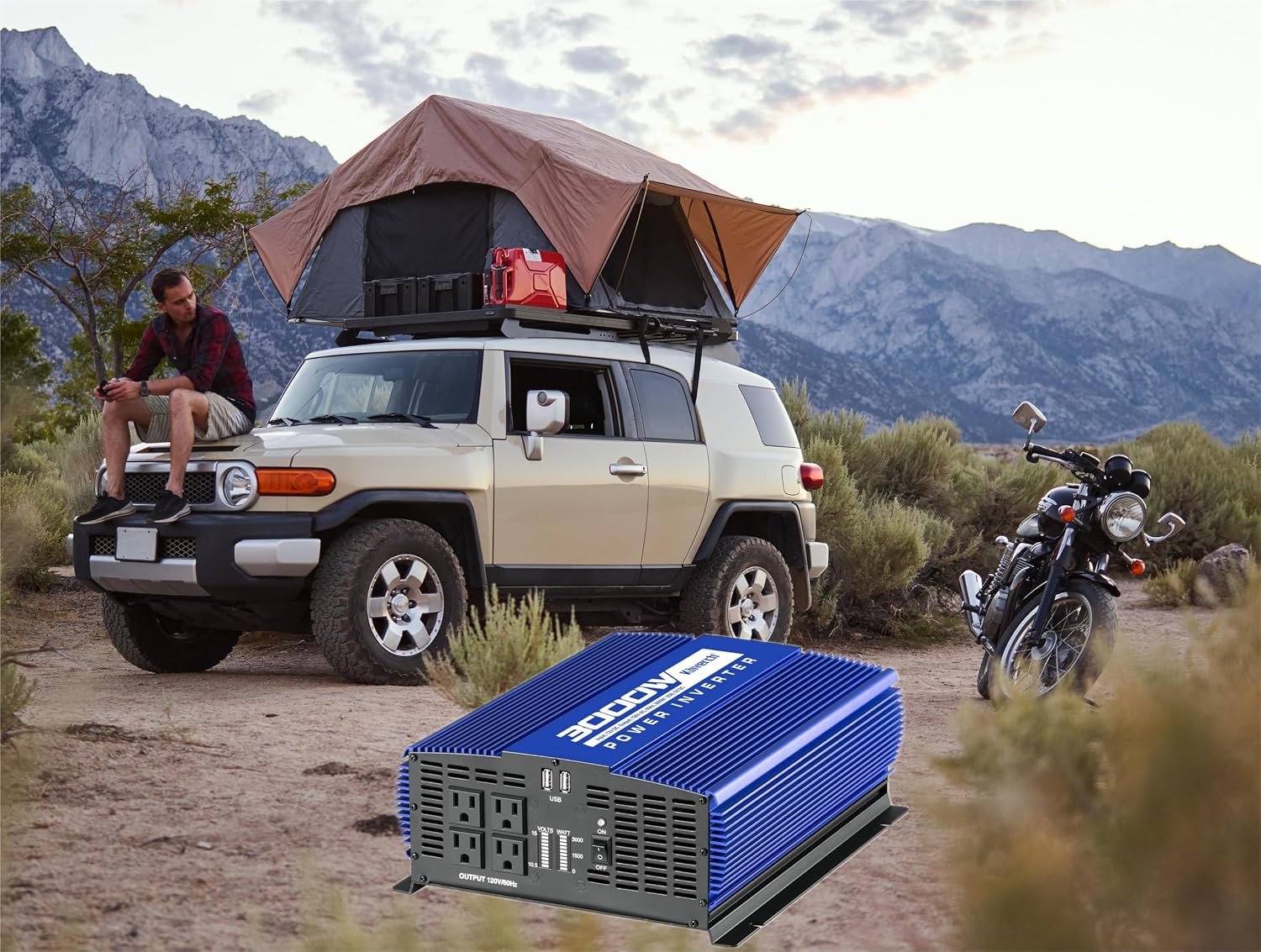 3000W Power Inverter 12V DC to 110V AC Car Battery Inverter with 4 AC Outlets /2 USB Port, Car Inverter for Home/Truck/Boat/RV Power Inverters for Vehicles