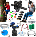 Zipline for Backyard Kids and Adults: 120FT Up to 400 lbs - Updated Removable Design Trolley,Thickened Seat,Safety Harness,Quick Tighten Zipline Kits for Outdoor