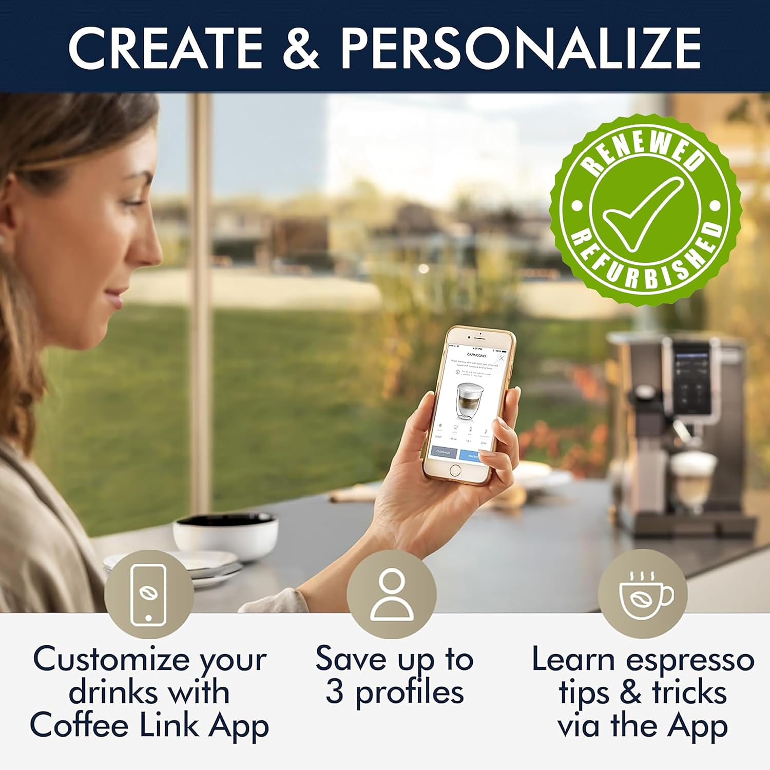 De'Longhi Dinamica Plus Connected Fully Automatic Espresso Machine, ECAM37095TI (Renewed)