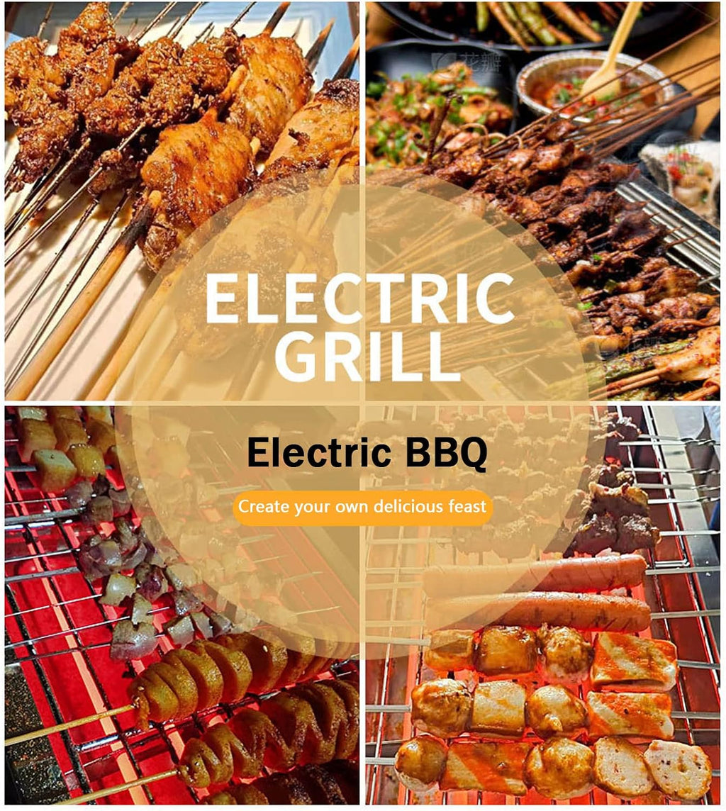 Smokeless Electric Grill, 3000W Healthy Grill, Adjustable Temperature, Drip Tray, Chrome Grill and Stainless Steel Heating Element (Jpx D060w)