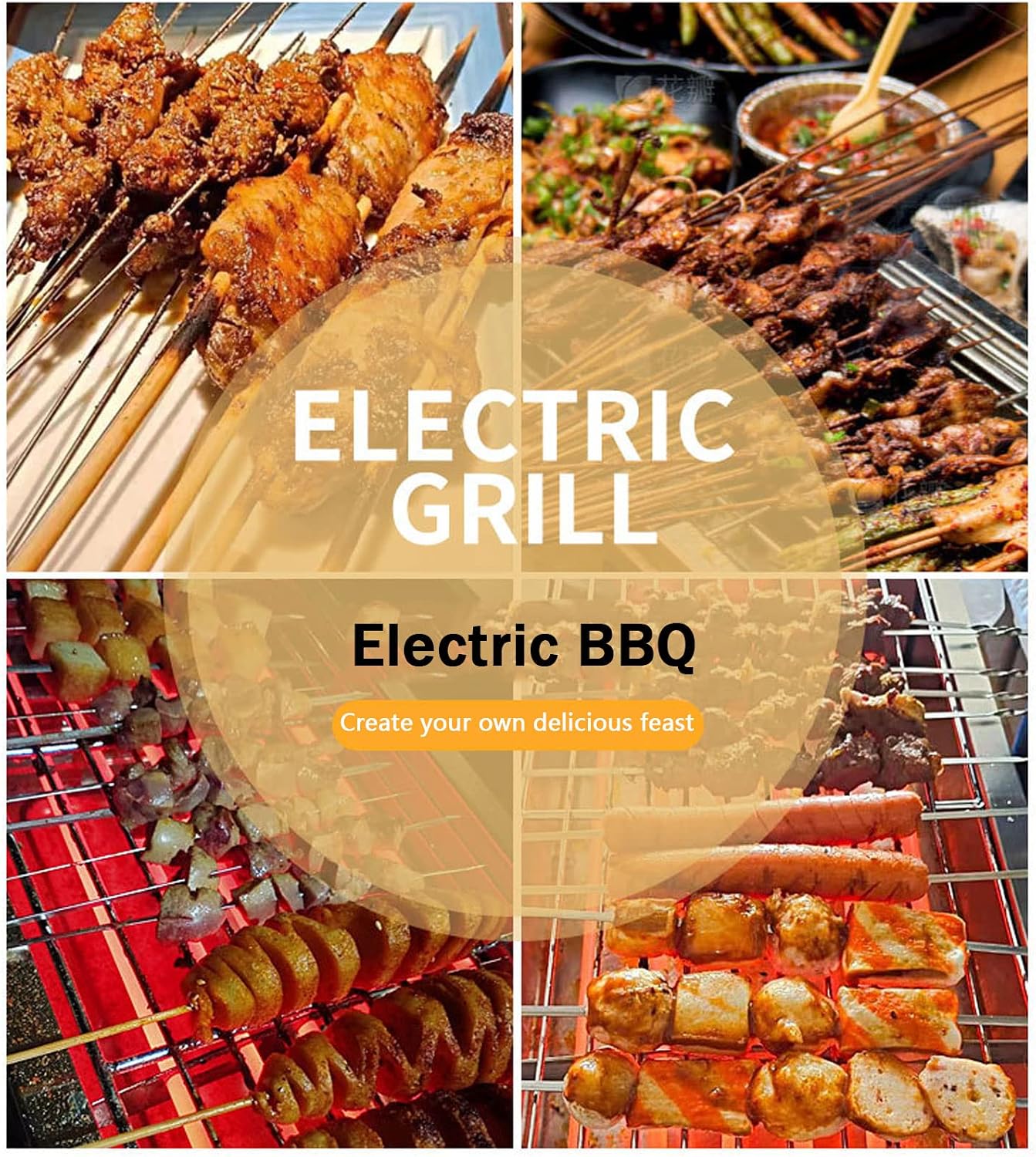 Smokeless Electric Grill, 3000W Healthy Grill, Adjustable Temperature, Drip Tray, Chrome Grill and Stainless Steel Heating Element (Jpx D060w)