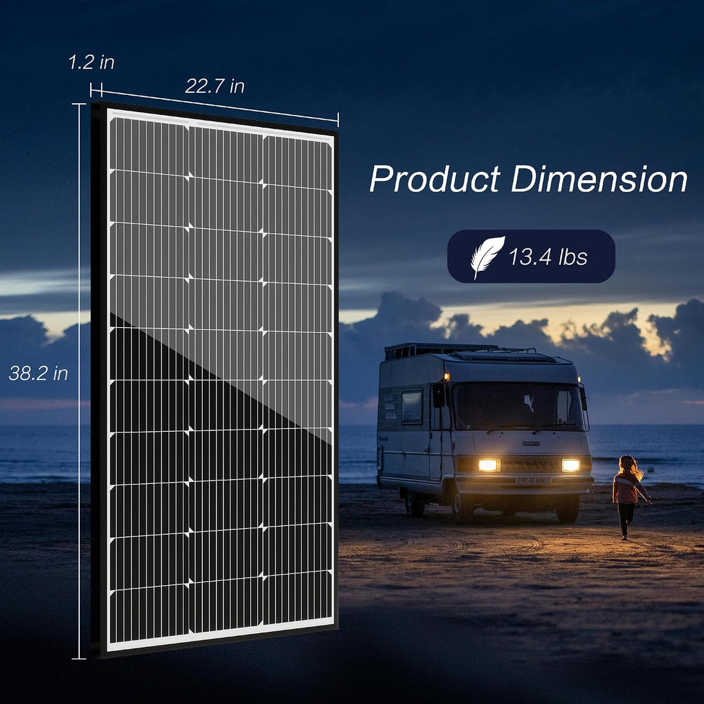 JJN 200 Watt Solar Panel Kit 12V Solar Panels with 30A PWM 12V/24V Charge Controller 2 Pair 10BB Solar Panel Cables Connectors Brackets for RV Boats Marine Home Off-Grid System [New Version]