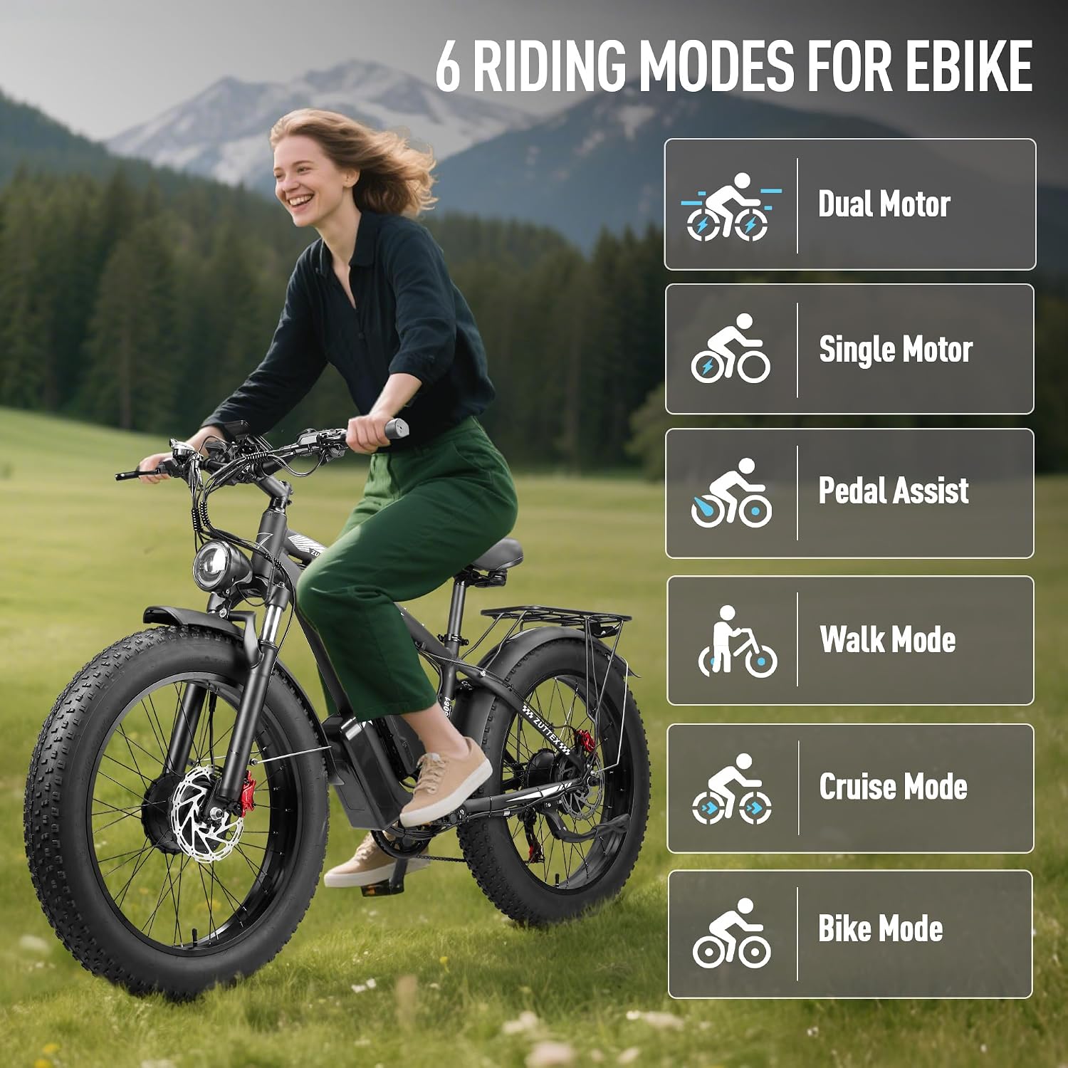 Electric Bike for Adults, 8000W Peak Dual Motor 58V 36Ah Long Range Ebike, 47MPH Fast Electric Bicycle, Dual Hydraulic Brakes, 24' Fat Tire E-Bike for Commuter Mountain Off-Road All-Terrain