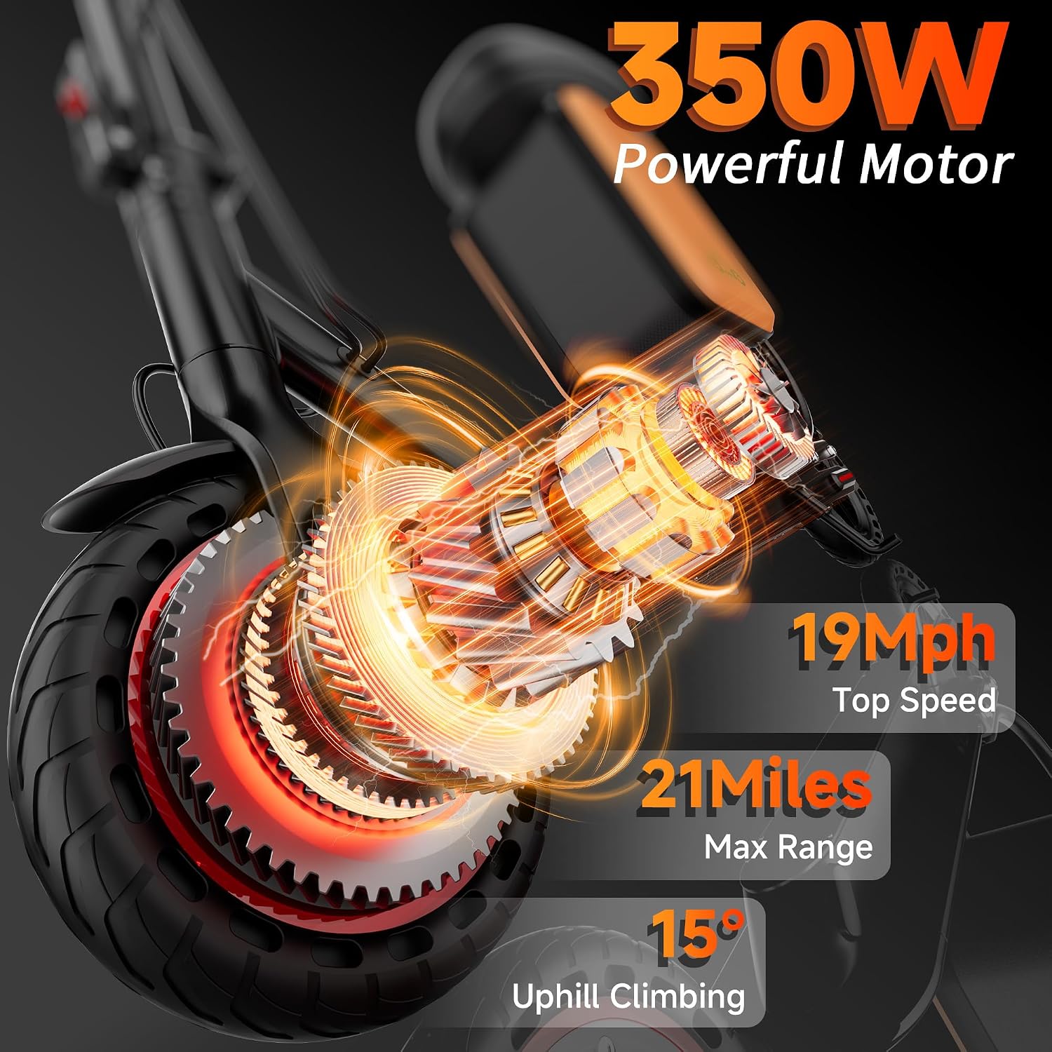 Electric Scooter, 350W-500W Motor, 9 MPH to 22MPH, 10-41 Miles Range, Dual Suspension, Dual Braking, App Control, Foldable Commuter E Scooter for Adults and Teens