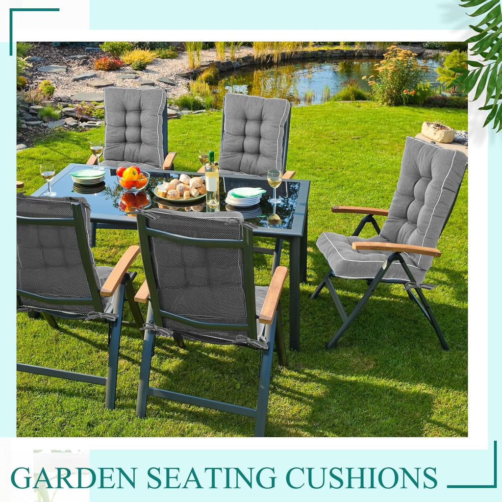Juexica 4 Sets Outdoor Patio Cushions High Back Outdoor Chair Cushions Rocking Cushion Patio Fastness Chair Pads with Ties for Seasonal Indoor Home Office(Light Gray,19 x 19 x 4)