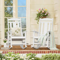 LUE BONA Outdoor Rocking Chairs Set of 2, Weather Resistant HDPS Poly Rocker Chairs, 350lb Heavy Duty, Oversized Porch Rocker for Adult, High Back Smooth Rocking Chair for Outdoor & Indoor, White