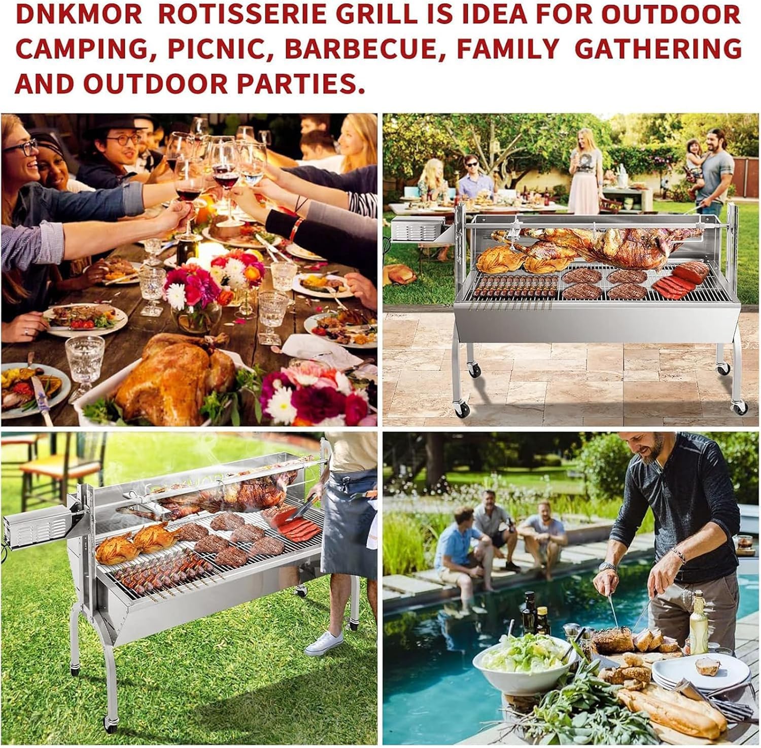 89 * 45 * 25cm,Fully Automatic Rotating Lamb/Meat Roasting Grill with Motor, Featuring A 30W Motor and Adjustable-Height Locking Casters, Suitable for Outdoor Camping Parties