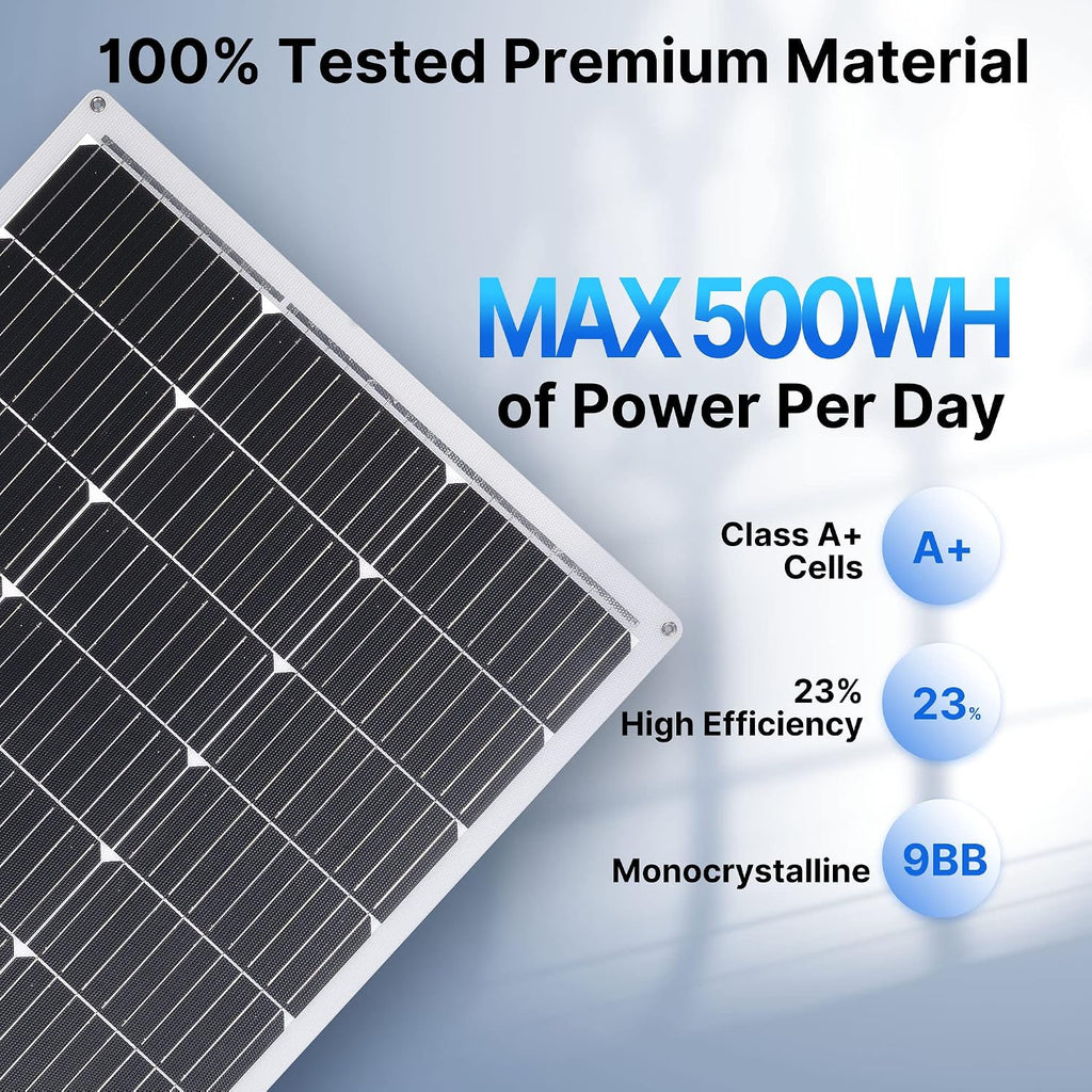 2PCS 100W 12V Flexible Solar Panel 9BB Monocrystalline Cell 12 Volt Semi-Flexible for Marine RV Trailer Boat Cabin Van Car Uneven Surfaces 12V 24V Battery Charge