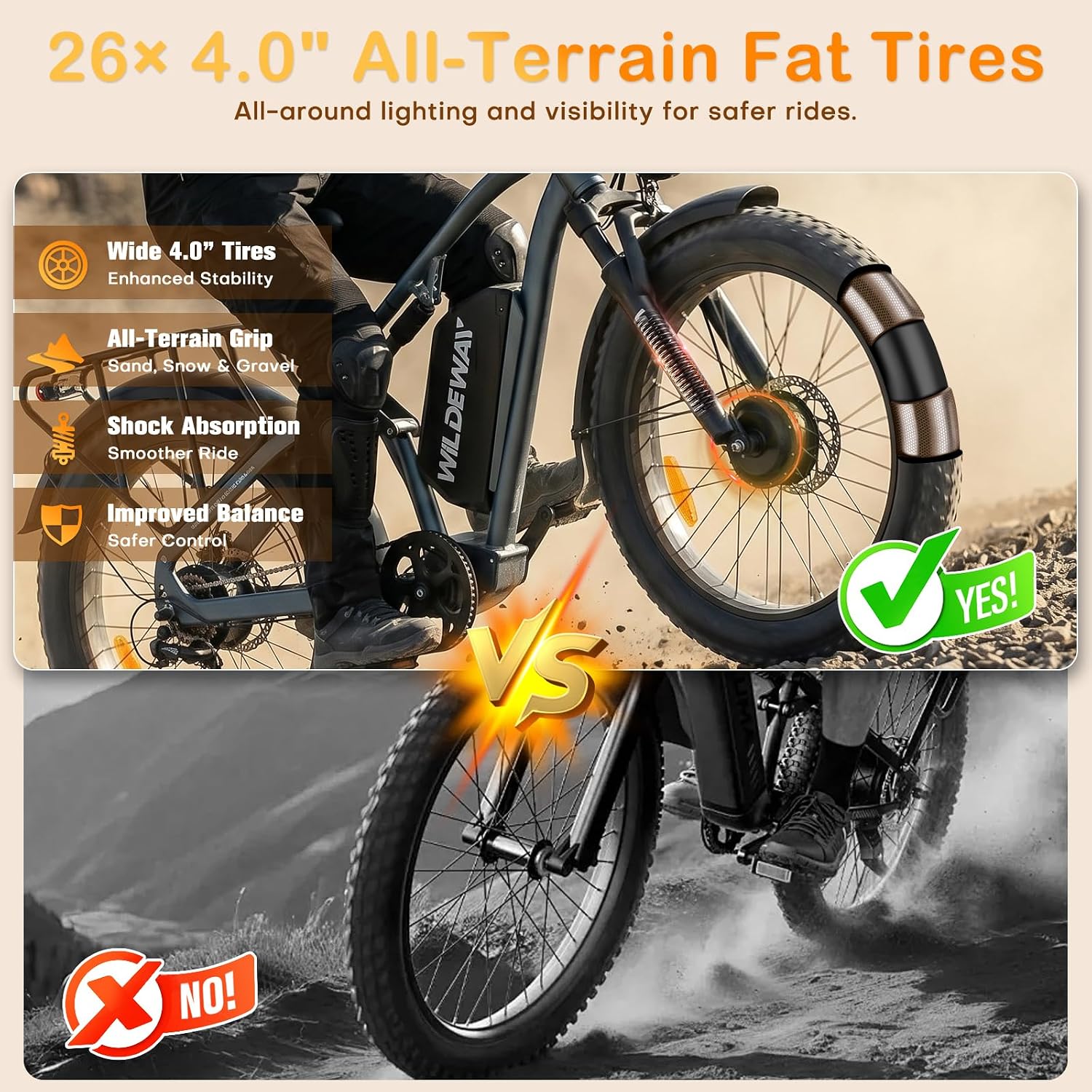 3000W Dual Motor Electric Bike for Adults, 26' Fat Tire Ebike, 32MPH, 52V 25Ah Battery, 80 Miles Range, Full Suspension All Terrain Off Road Electric Bicycle, Hydraulic Brakes, Snow Sand Mountain