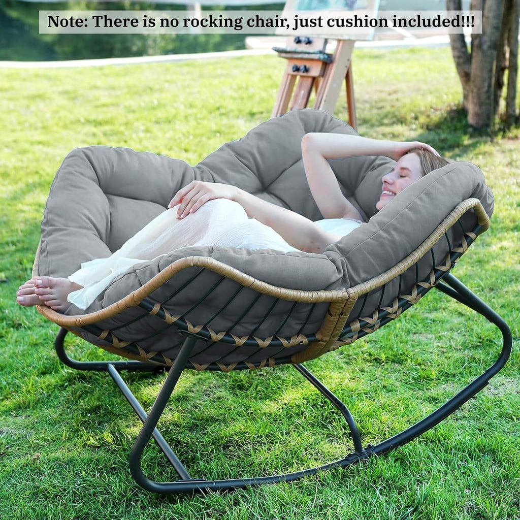 Outdoor Papasan Chair Cushion, 6.3in Rocking Chairs Cushion, Waterproof Patio Egg Chair Cushions for Indoor Outdoor Garden, Porch, Balcony (Light Gray)