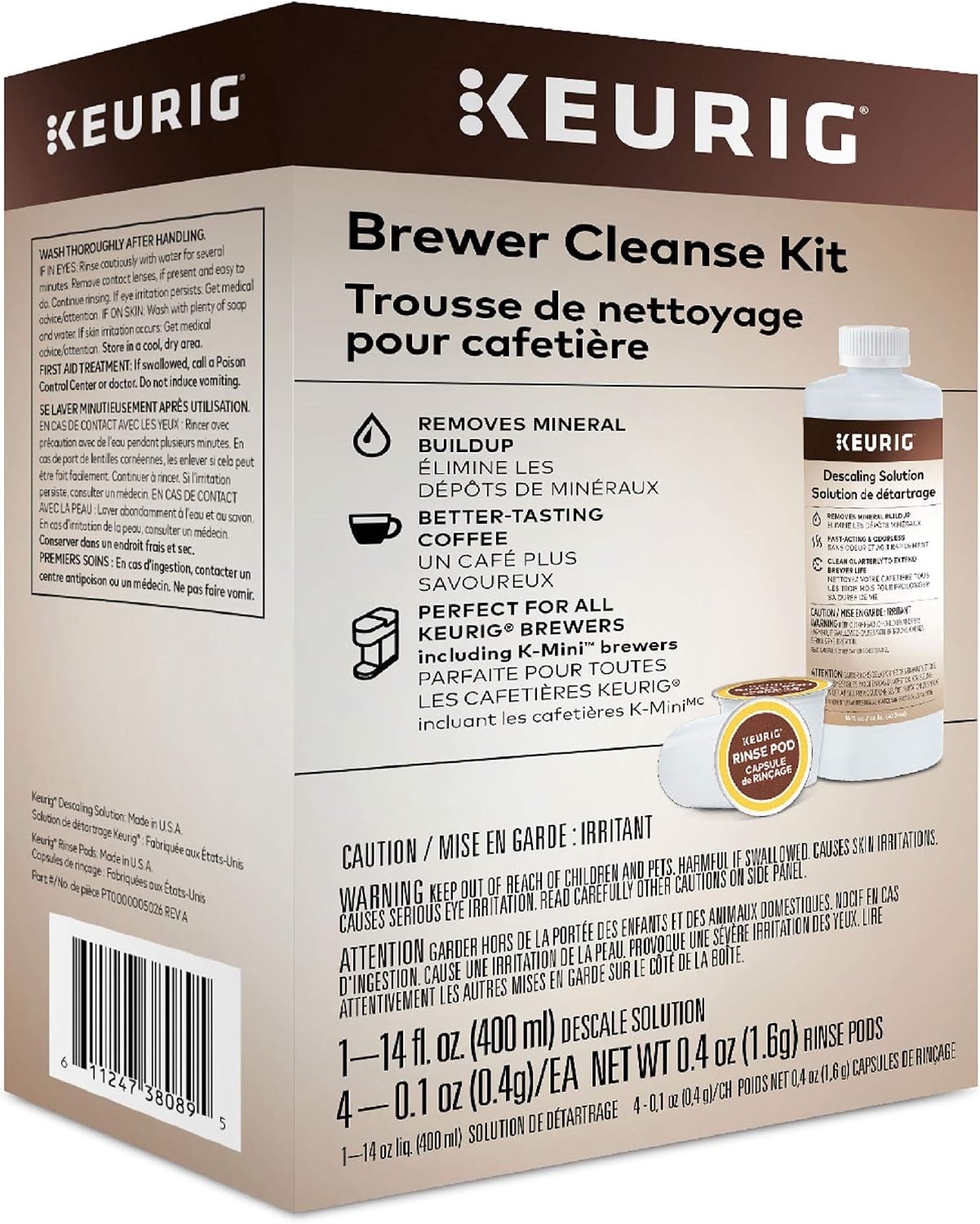 Keurig K- Slim Single Serve K-Cup Pod Coffee Maker, Multistream Technology, Black & Brewer Cleanse Kit For Maintenance Includes Descaling Solution & Rinse Pods