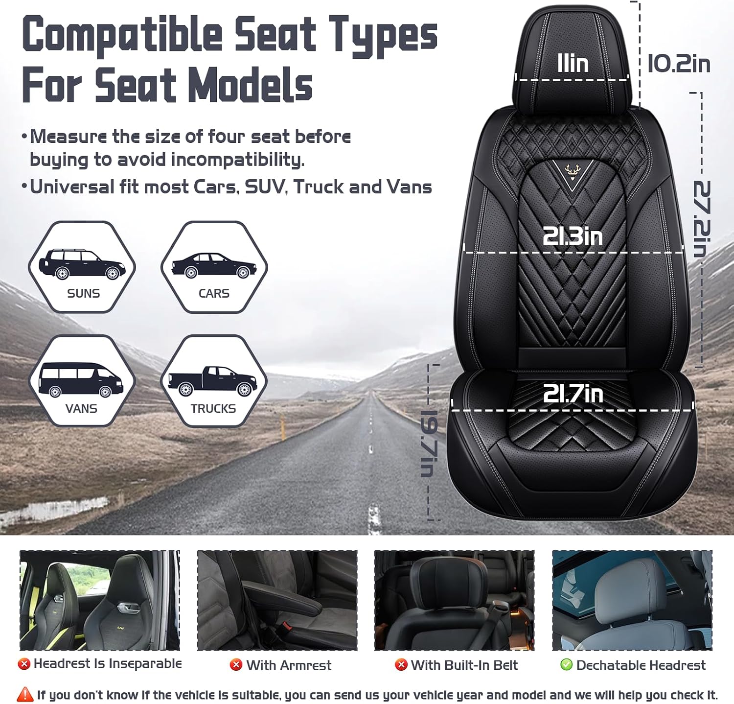 Car Seat Covers for Nissan Frontier 2000-2026, Waterproof Nappa Leather Front Seat Cover with Headrests, Anti-Slip and Comfortable Automotive Seat Protector&Accessories(Black)