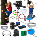 FAHKNS Zip Line Kit for Kids Adults: 180FT Up to 400 lbs - Updated Removable Design Trolley,Thickened Seat,Safety Harness,Quick Tighten Zipline Kits for Outdoor Backyard