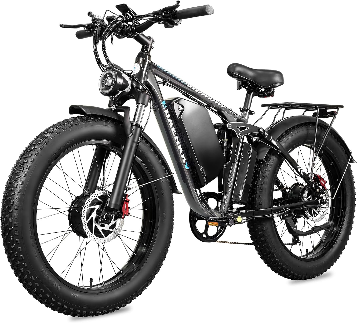 Peak 9000W Dual Motor Ebike for Adults,46MPH Fast Electric Bike 52V 34Ah Up to 100 Miles Long Range,24' Fat Tire Ebikes,SHM 7-Speed Full Suspension Electric Bicycle for Mountain Commuter Off-Road Snow