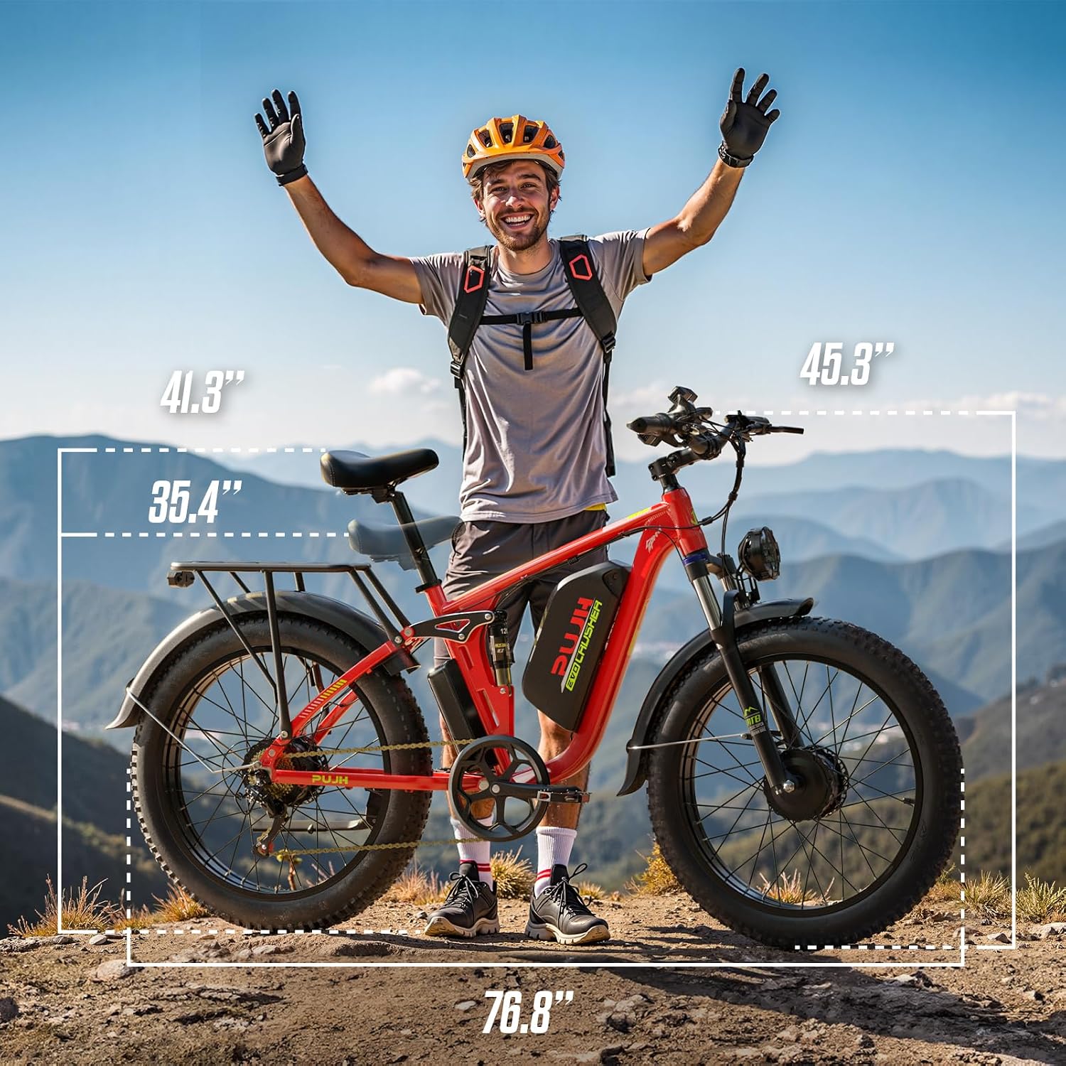 Electric Bike, 60V 20Ah 6000W Dual Motors, 26' Fat Tires Fast Ebike, Max 50mph 35-100 Mile Range, Full Suspension Hydraulic Brakes, for Off-Road Mountain Riding Adventures