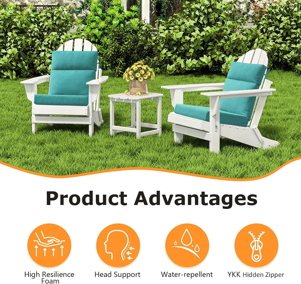 Unimatta Outdoor High Back Chair Cushion Seat Pads, 44 x 21 Inch Water-Repellent & Fade-Resistant Patio Furniture Cushions with Ties for Adirondack, Rocking Chairs, Turquoise