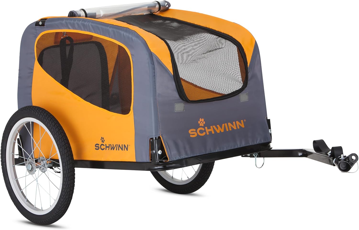 Schwinn 13-SC315 Rascal Bike Pet Trailer, For Small and Large Dogs, Lightweight, Tow with Bicycle, Up to 50 lbs. Small, Orange/Grey