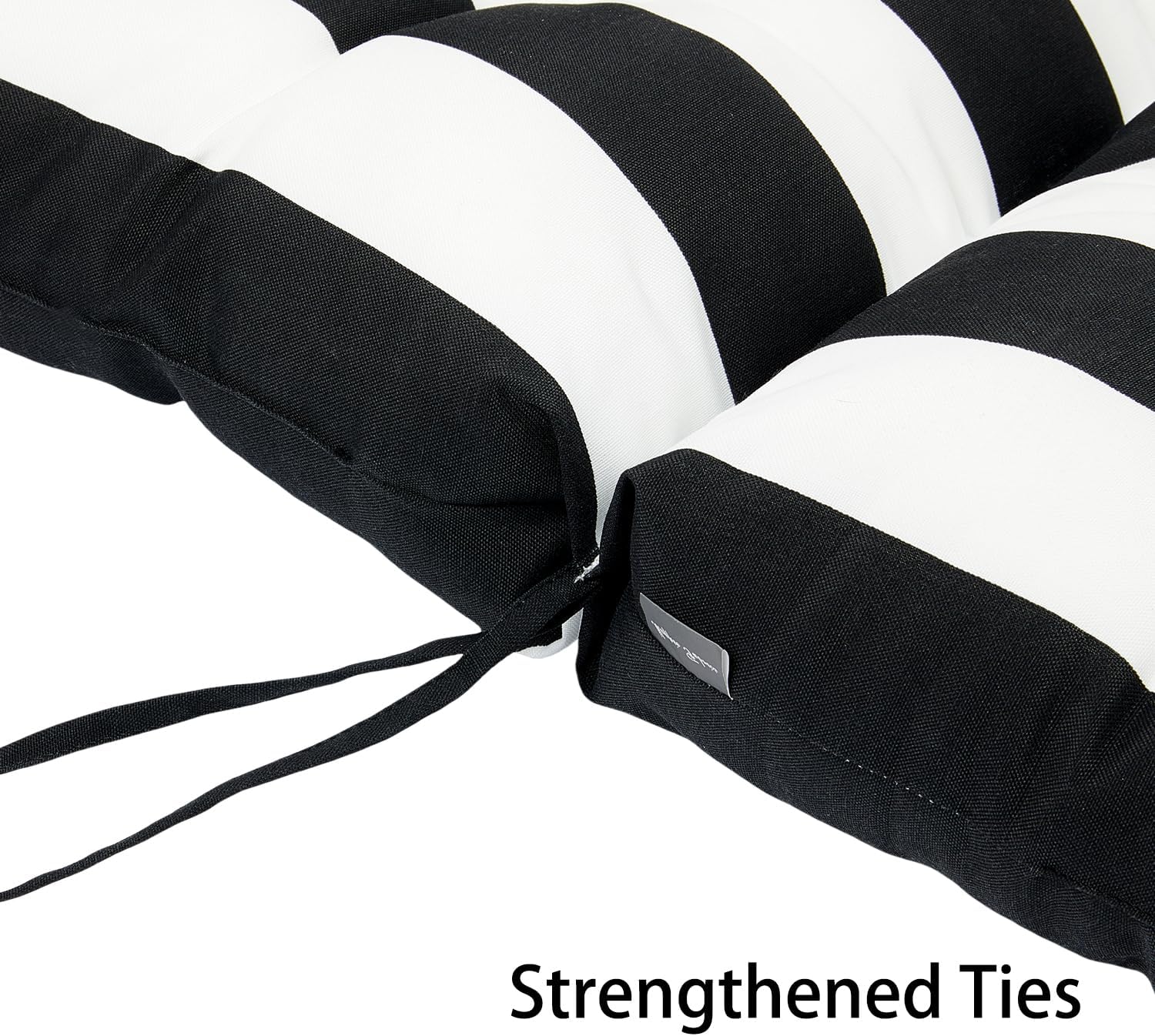 Magpie Fabrics Indoor Outdoor Tufted High Back Chair Cushion Set of 2, Waterproof All-Weather Deep Seating Rocking Chair Patio Chaise Lounge Sun Lounger Chair Cushions (Black White)