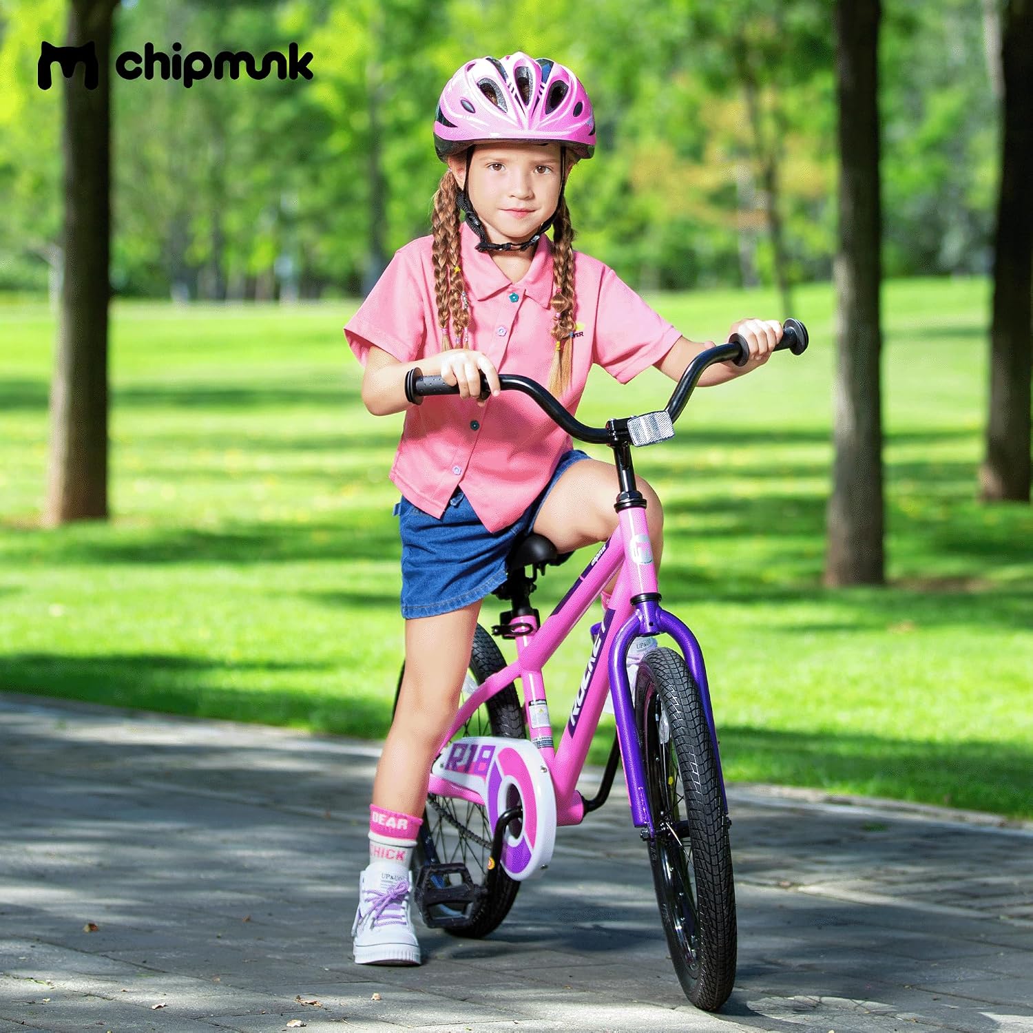 Chipmunk Rocket Kids Bike Toddlers 18 Inch Wheel Bicycle Beginners Boys Girls Ages 6-9 Years with Training Wheel, Multiple Colors