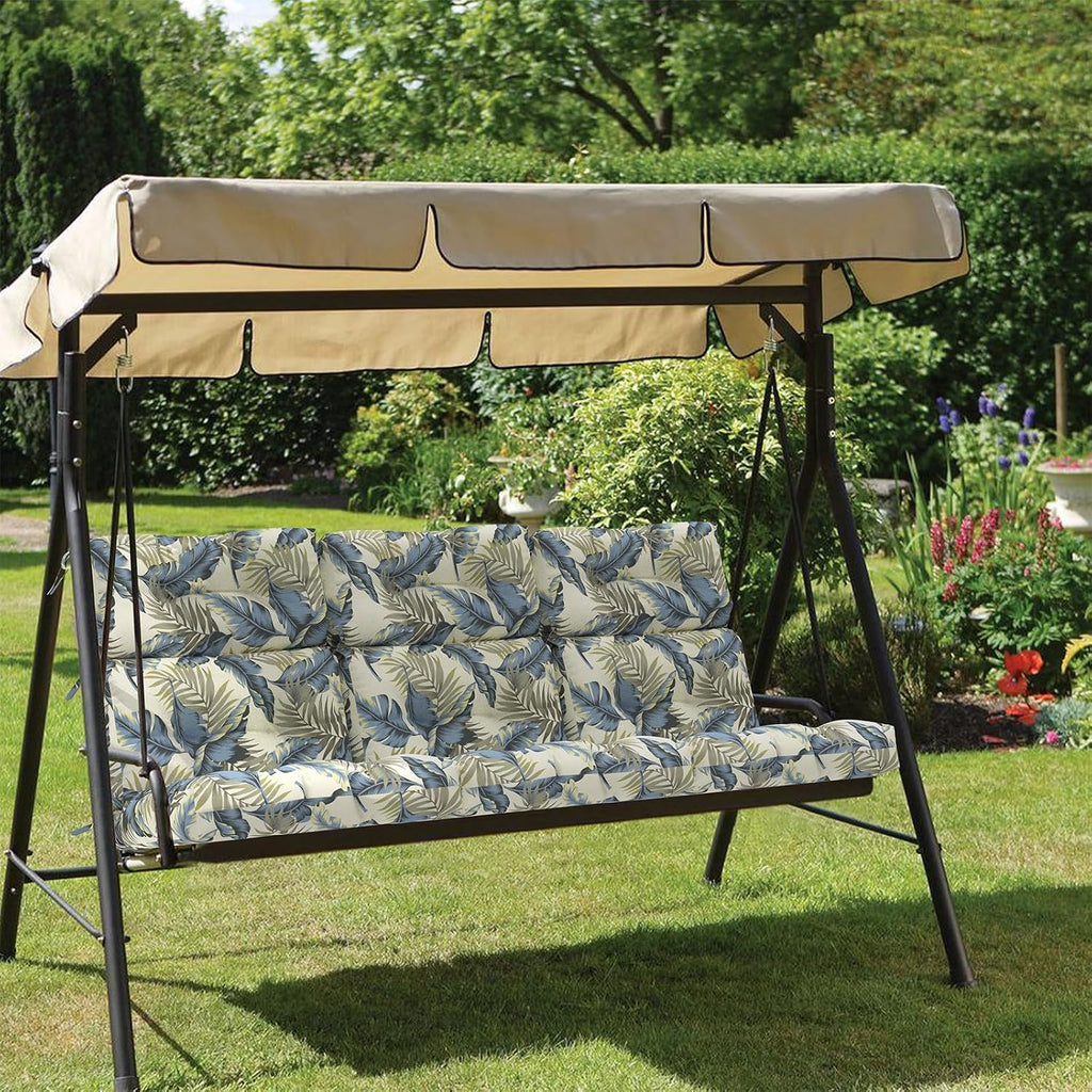 Outdoor High Back Patio Chair Cushions, Fade Resistant & Waterproof Tufted Seat and Back Cushions for Patio Furniture, Patio Chair Cushions 44x22 Inch, Set of 2, Lush Palm Blue