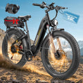 8000W Peak 45-50MPH 52V 26Ah 1352Wh Battery Dual Motor Bike for Adults, 95-105 Miles Long Range with Hydraulic Disc Brake,26'x4.0' Fat Tire Electric Mountain E Bike 7-Speed Gear Lockable Suspension