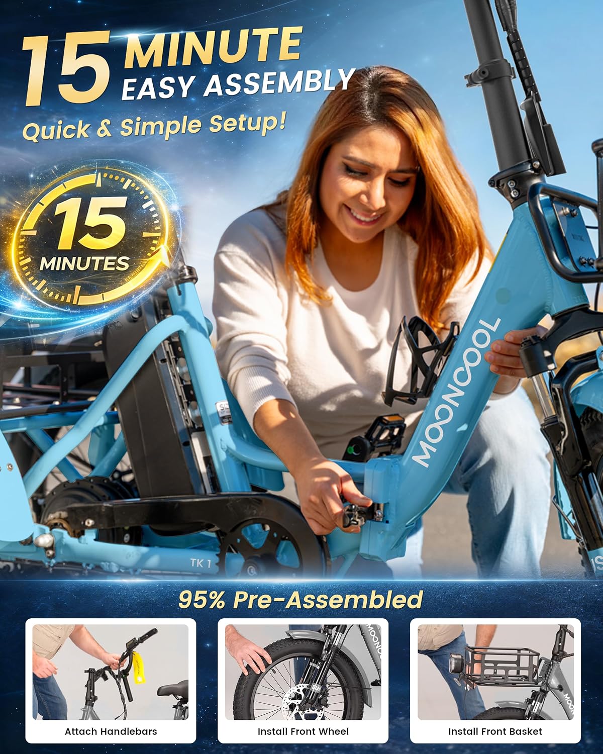 MOONCOOL Electric Trike for Adults, 500W/750W 48V Electric Tricycle for Adults, 20'x3.0' Fat Tire 3 Wheel Electric Bike, Folding Aluminum Adult Tricycle with Removable Battery