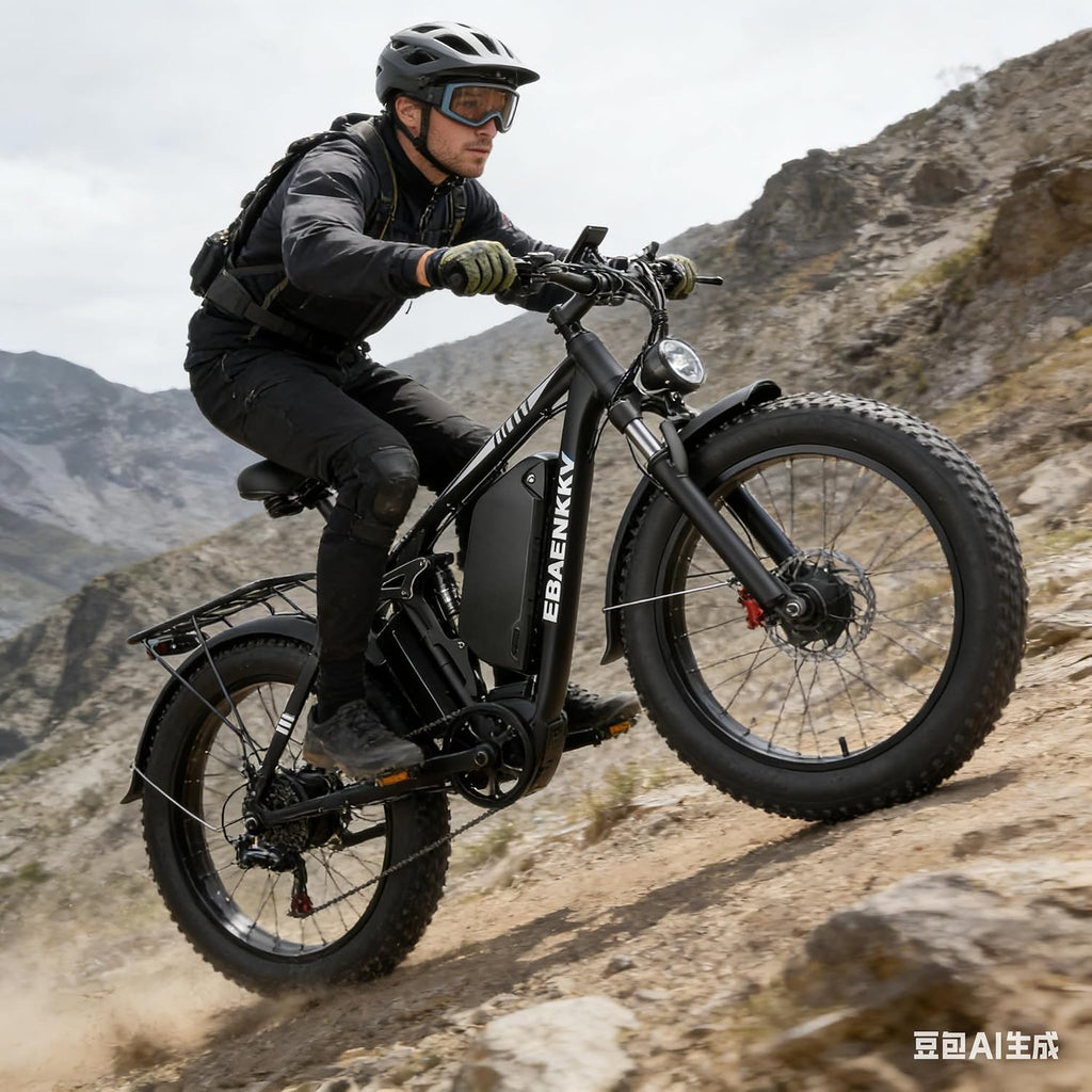 9000W Peak Dual Motor Electric Bike for Adults, 46MPH 100 Miles Long Range Ebike, 52V 34Ah Removable Battery, 7 Speed, Full Suspension 24' Fat Tire E-Bike for Mountain Off-Road Commuter Snow