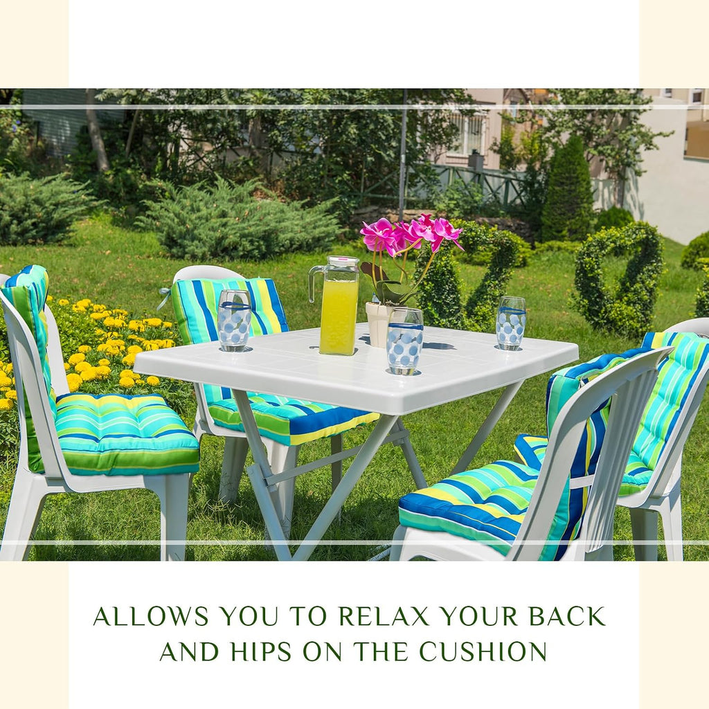 Hoteam 6 Set Patio Chair Cushions Outdoor 20 x 40 Inch High Chair Patio Cushion for Outdoor Furniture Waterproof Seat Rocking Indoor Thickened Pad(Striped Style,Green)
