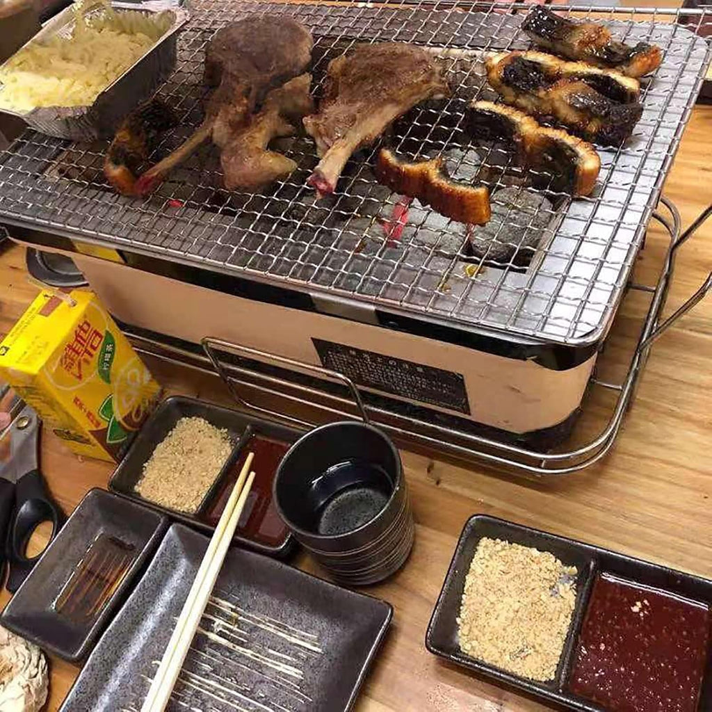 Charcoal Chrome Cooking Grill Internal Grates,Ceramic Clay Charcoal Grill,Using Clay Adjustable Ventilation,High Temperature Resistance,for Outdoor Barbecues